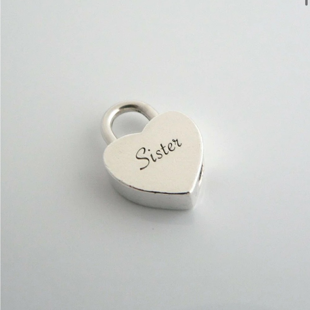 Tiffany & Co SISTER Padlock Heart Pendant Charm